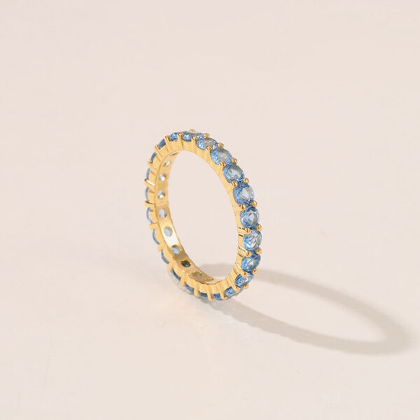 d4 Fashionable High Quality Trendy Luxury Blue Zirconia Tennis Ring Fine Hip Hop Rapper Jewelry