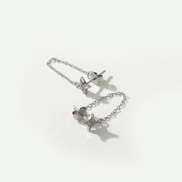 Elegant Women's 925 Sterling Silver Earrings with Zircon Moon Star New Fashion Rose Gold Jewelry for Wedding Party