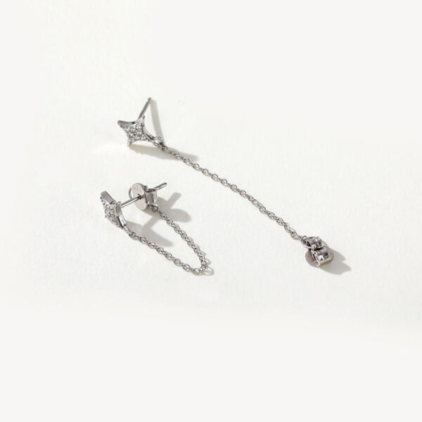 Elegant Women's 925 Sterling Silver Earrings with Zircon Moon Star New Fashion Rose Gold Jewelry for Wedding Party