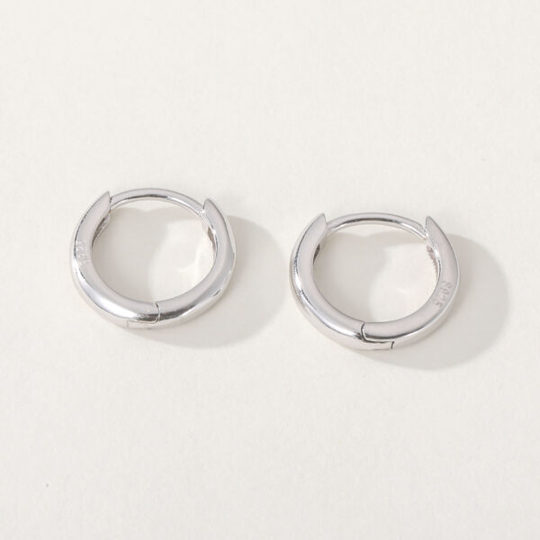 Wholesale Bohemian 925 Sterling Silver Ear Earring for Women Smooth Small Circle Gold Plating Trendy Zircon Trendy Jewelry Hoop