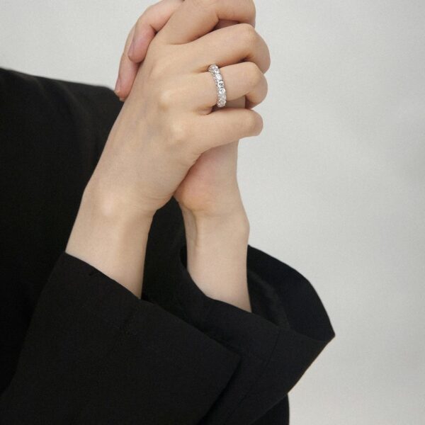 Wholesale Luxury 925 Stainless Sterling Silver Tennis Rings High Quality Engagement Wedding Rings Classic Unisex Gifts Parties