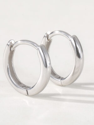 Wholesale Bohemian 925 Sterling Silver Ear Earring for Women Smooth Small Circle Gold Plating Trendy Zircon Trendy Jewelry Hoop