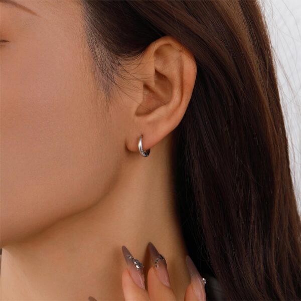 Wholesale Bohemian 925 Sterling Silver Ear Earring for Women Smooth Small Circle Gold Plating Trendy Zircon Trendy Jewelry Hoop