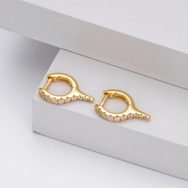 i3 Gold Plated Gold Hoop Earrings Women's Jewelry Geometric Pattern Trendy Cubic Zirconia Chunky Brass Earrings