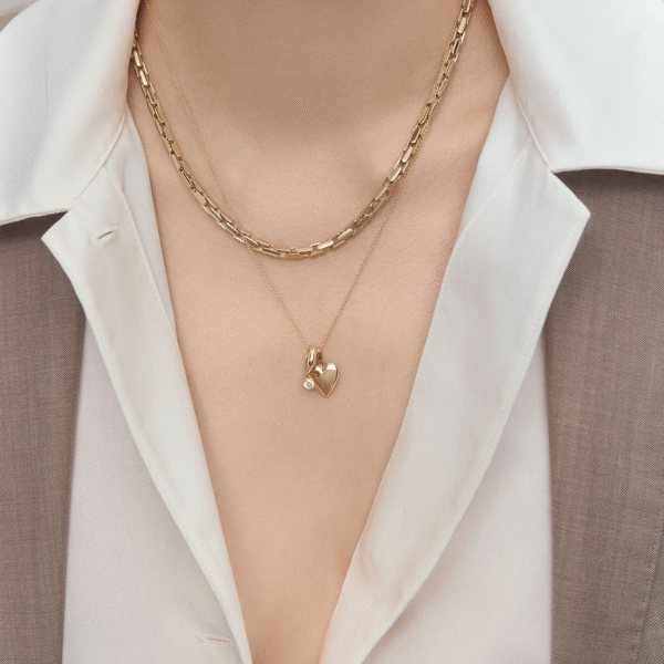 j2 Elegant Minimalist Heart-Shape Silver Necklace with Sparkling Gemstone Gold Plated Manufactured Jewelry