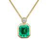 k1 Emerald Cut Green Gemstone Pendant Necklace 18K Gold Plated with CZ Accent for Women Daily Wear