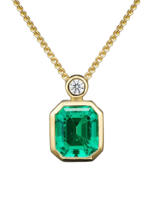 k1 Emerald Cut Green Gemstone Pendant Necklace 18K Gold Plated with CZ Accent for Women Daily Wear