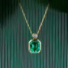 k2 Emerald Cut Green Gemstone Pendant Necklace 18K Gold Plated with CZ Accent for Women Daily Wear