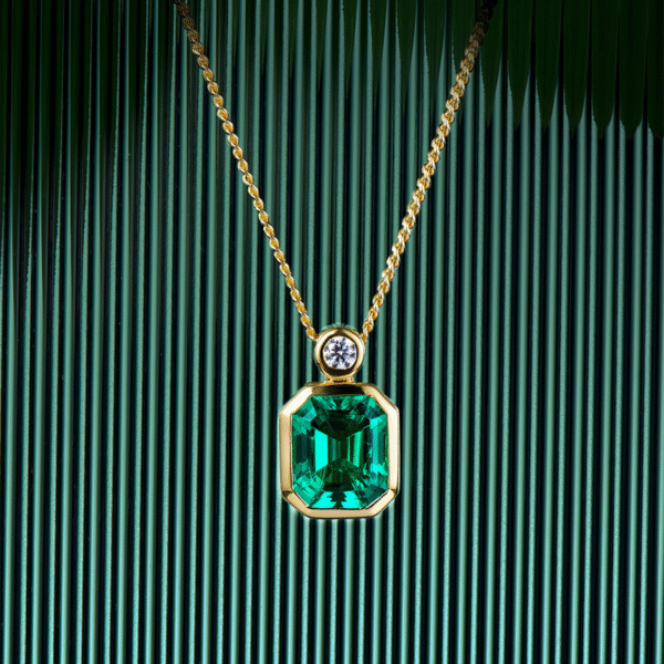 k2 Emerald Cut Green Gemstone Pendant Necklace 18K Gold Plated with CZ Accent for Women Daily Wear