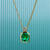 k3 Emerald Cut Green Gemstone Pendant Necklace 18K Gold Plated with CZ Accent for Women Daily Wear