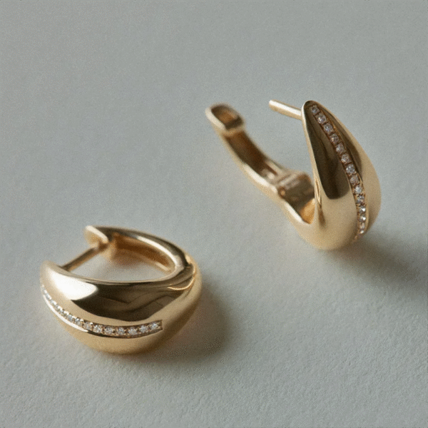 k4 High Quality Custom Brass Hoop Earring for Women Claw Shape 5A Cubic Zircon Geometric Gold Planted for Parties Christian