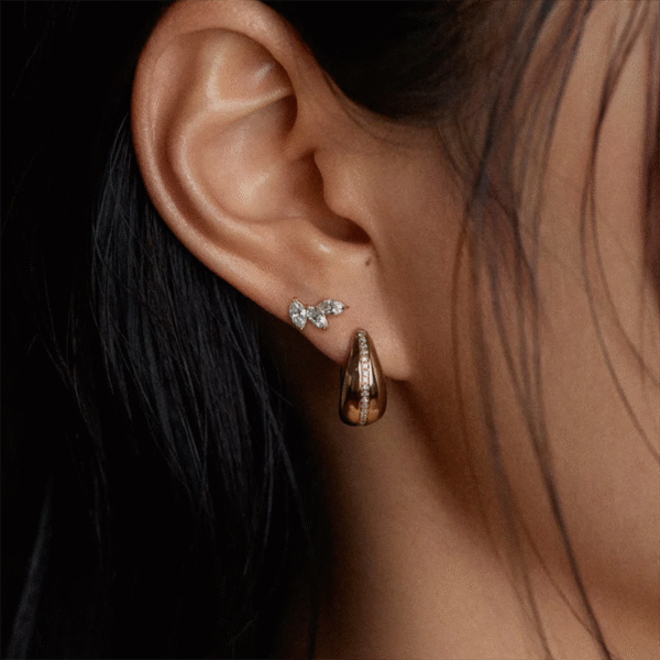 k5 High Quality Custom Brass Hoop Earring for Women Claw Shape 5A Cubic Zircon Geometric Gold Planted for Parties Christian