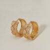 Women's 14k Solid Gold Huggie Earrings Copper Hoop Studs with Zircon Trendy Sterling Silver Jewelry for Gifts