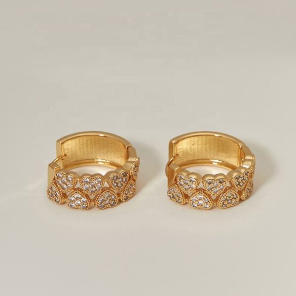 Women's 14k Solid Gold Huggie Earrings Copper Hoop Studs with Zircon Trendy Sterling Silver Jewelry for Gifts