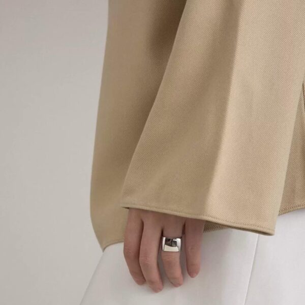 Jewelry Factory Customizable Geometric Square Rings Smooth Surface Titanium Steel Sterling Silver Hip Hop Style Wedding Gift