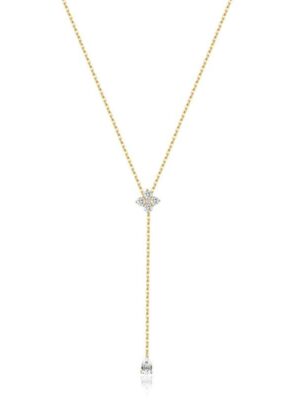 q1 Fashion 925 Sterling Silver Dainty Classic Elegant Y-shaped 5A Zirconia Choker Necklace for Women Jewelry