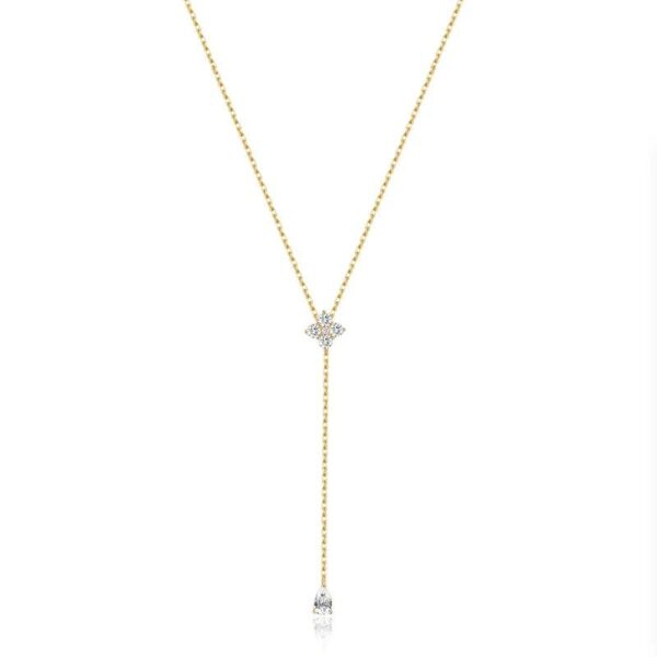 Fashion 925 Sterling Silver Dainty Classic Elegant Y-shaped 5A Zirconia Choker Necklace for Women Jewelry