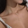 Fashion 925 Sterling Silver Dainty Classic Elegant Y-shaped 5A Zirconia Choker Necklace for Women Jewelry