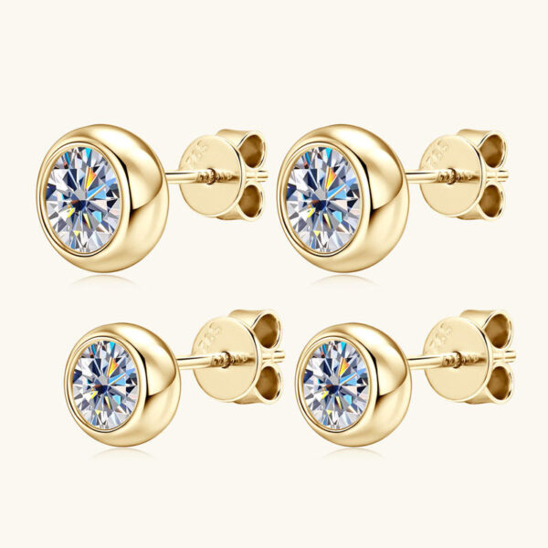 r3 Hot-Selling Moissanite Diamond Stud Hypoallergenic 925 Sterling Silver with 18K Gold Plating Earrings for Women