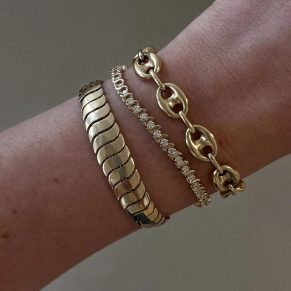 s6 Gold-Plated Cuban Link Bracelet with Zircon New Design 925 Sterling Silver Infinity Bracelet for Gift