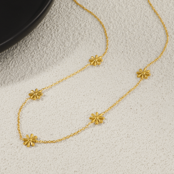 t3 Wholesale Jewelry 18K Gold Plated 5 Bowknot Pendant Flat Cross Chain Choker Necklace Link Chain Stainless Steel Wholesale