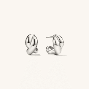 Luxury 925 Silver Custom Bead Hoop Earrings Trendy Chunky Interlock Jewelry Geometric Long Earrings-for Fashionable Gift