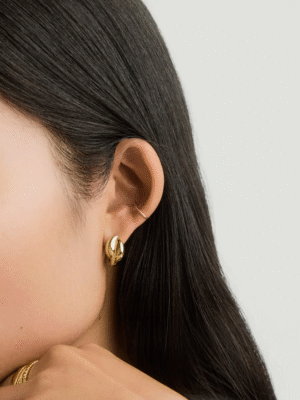 u3 Luxury 925 Silver Custom Bead Hoop Earrings Trendy Chunky Interlock Jewelry Geometric Long Earrings-for Fashionable Gift