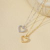 Women's Sterling Silver Wedding Jewelry Gold-Plated Zircon Heart-Shaped Pendant Necklace Love Design Fine Pendant Necklaces