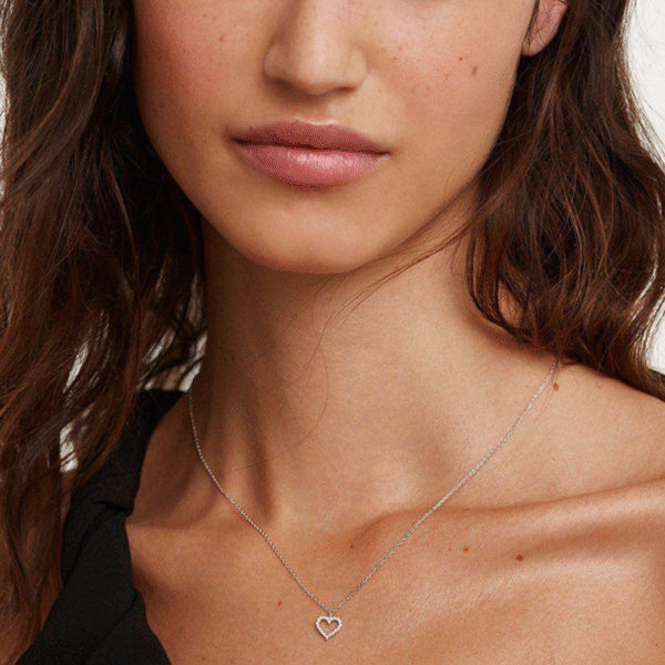 Women's Sterling Silver Wedding Jewelry Gold-Plated Zircon Heart-Shaped Pendant Necklace Love Design Fine Pendant Necklaces