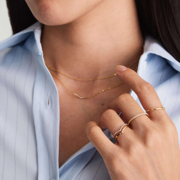 u5 Fashion Luxury Women Gift Jewelry 925 Sterling Silver 5A Cubic Zircone Diamond V Shaped Chevron Rings