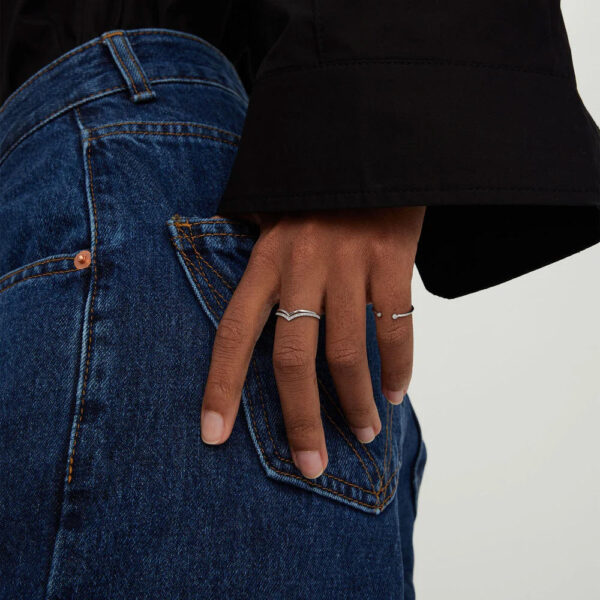 u6 Fashion Luxury Women Gift Jewelry 925 Sterling Silver 5A Cubic Zircone Diamond V Shaped Chevron Rings