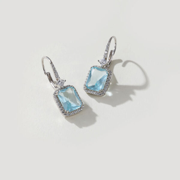 Custom Luxury Brass Earrings with Vintage Blue Cubic Zircon Stone Weddings Parties Women's Jewelry Gift Wholesale