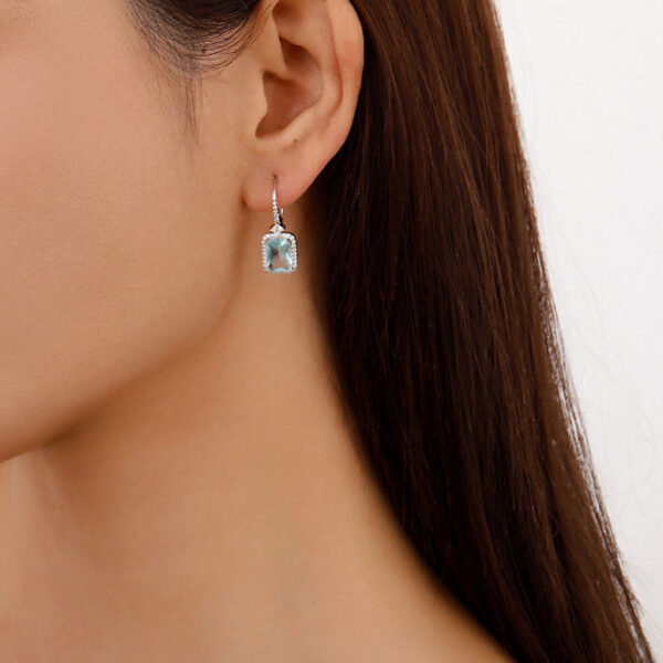 Custom Luxury Brass Earrings with Vintage Blue Cubic Zircon Stone Weddings Parties Women's Jewelry Gift Wholesale