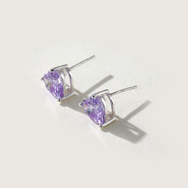 y4 Exquisite 5A Cubic Zircon Heart-Shaped Purple Stud Earrings Wholesale Brass Jewelry for Women