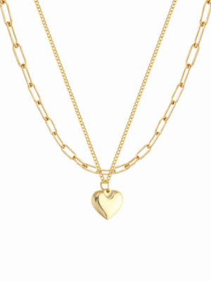 z1 High Quality Custom Geometric Multi-layer Heart Necklace Gold Plated Half Chain Necklace for Women