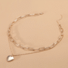 z2 High Quality Custom Geometric Multi-layer Heart Necklace Gold Plated Half Chain Necklace for Women