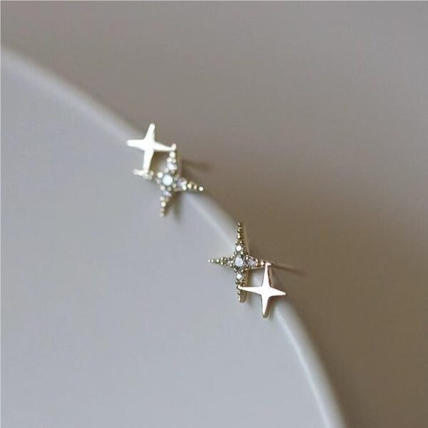 Tiny flat back earrings for women , 925 sterling silver star stud earrings, small dainty cubic zirconia jewelry