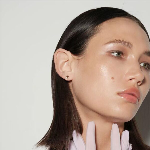 Tiny flat back earrings for women , 925 sterling silver star stud earrings, small dainty cubic zirconia jewelry