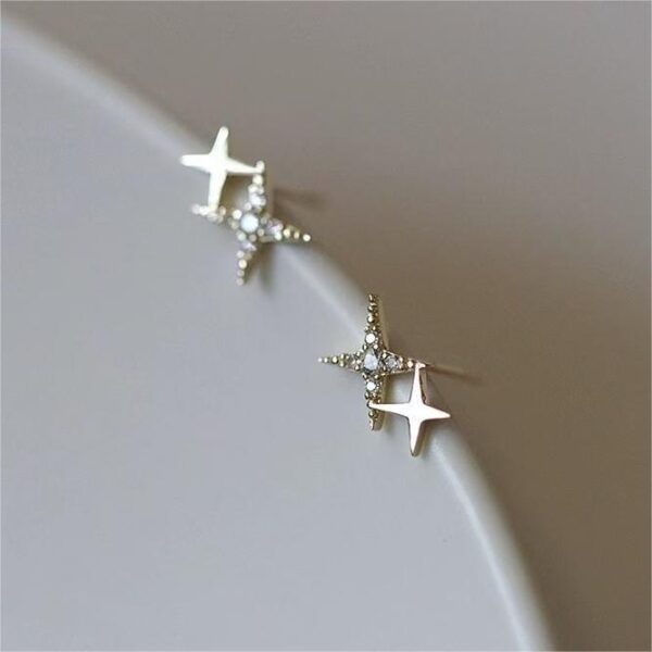 Tiny flat back earrings for women , 925 sterling silver star stud earrings, small dainty cubic zirconia jewelry