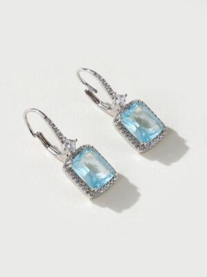 g3 Custom Luxury Brass Earring with Vintage Blue Cubic Zirconia Stone Weddings Parties Women's Silver Jewelry Gift Wholesale