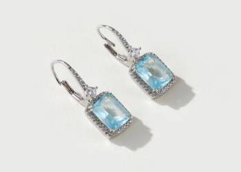 Custom Luxury Brass Earring with Vintage Blue Cubic Zirconia Stone Weddings Parties Women’s Silver Jewelry Gift Wholesale