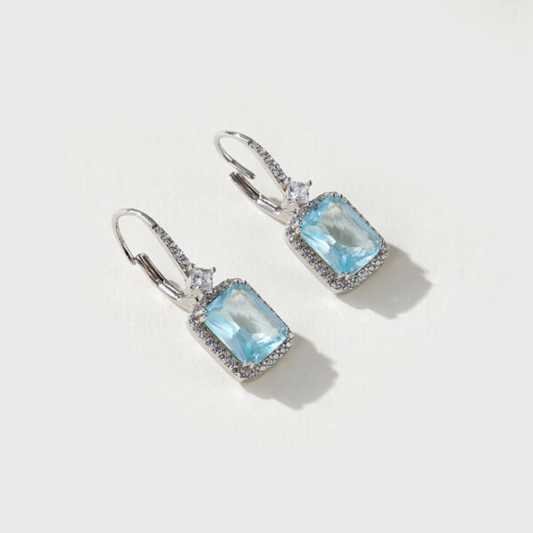 g3 Custom Luxury Brass Earring with Vintage Blue Cubic Zirconia Stone Weddings Parties Women's Silver Jewelry Gift Wholesale