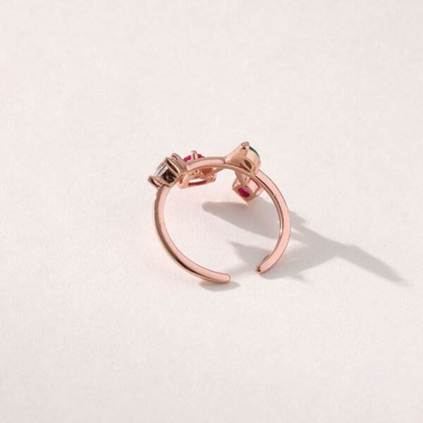 h3 Adjustable 5A ZIRCON Brass Gold Rings Personalized Jewelry with Rose Gold Finish Planted Pink Heart Design Birthstone Rings