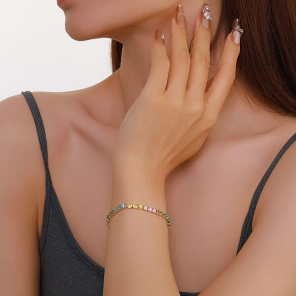 j6 Colorful New Style Brass Elegent Diamond Tennis Bracelet Fashion Chain & Link Peoplesv Jewelry for Mother's Day Gift