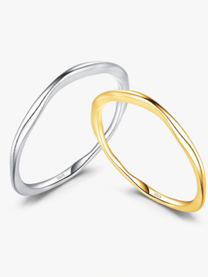 k1 Minimalist Wave Ring 925 Sterling Silver Gold Plated Stackable Band for Women Couple Jewelry