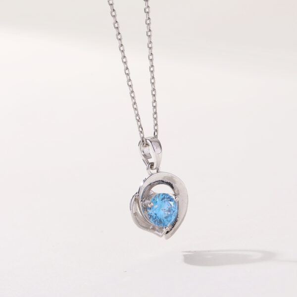 k1 Wholesale Fashion 925 Silver Blue Bluestone Jewellery High Quality Heart Zircon Pendant Necklace for GF Rose Gold Everything Style Silver Chain for Women Weddings