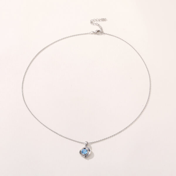 k4 Wholesale Fashion 925 Silver Blue Bluestone Jewellery High Quality Heart Zircon Pendant Necklace for GF Rose Gold Everything Style Silver Chain for Women Weddings
