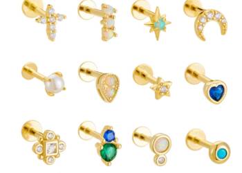 925 Sterling Silver Body Piercing Jewelry Wholesale Threaded Flat Back Earrings Labret Nickel Free Ear Studs for Women