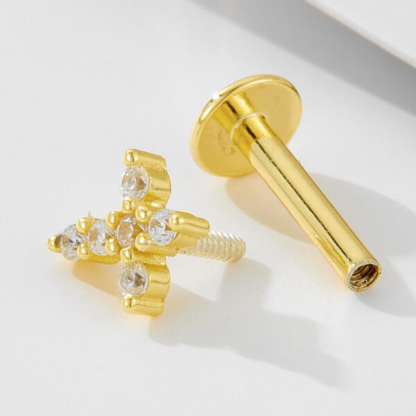 l4 925 Sterling Silver Body Piercing Jewelry Wholesale Threaded Flat Back Earrings Labret Nickel Free Ear Studs for Women