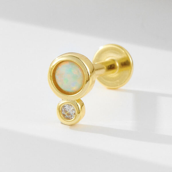 l6 925 Sterling Silver Body Piercing Jewelry Wholesale Threaded Flat Back Earrings Labret Nickel Free Ear Studs for Women